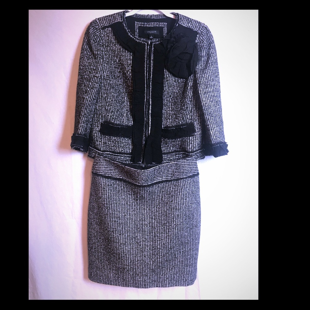 Suit jacket and mini skirt